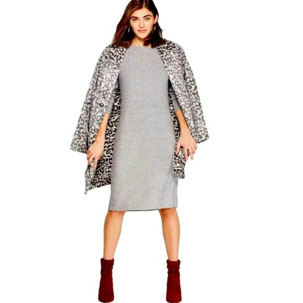 NWT A New Day Heather Grey Long Sleeve Crewneck Rib Knit Dress Small